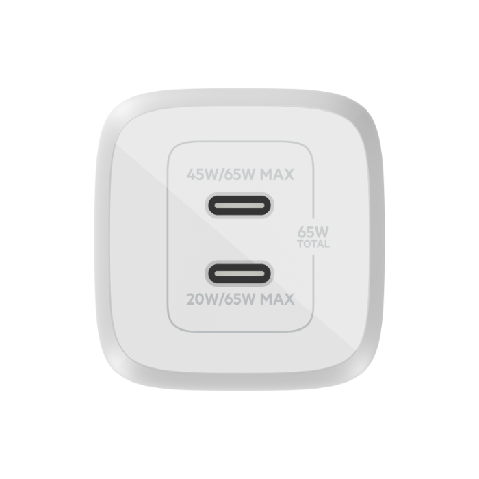 Belkin 65W USB C Charger with 2 Ports, Fast Charging with Power Delivery 3.0