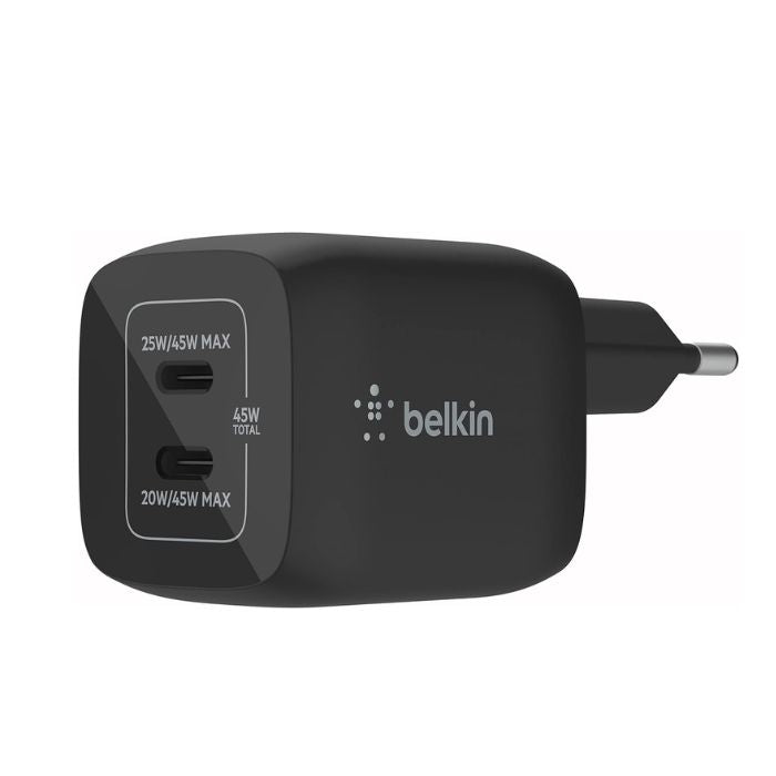 Belkin 45W Dual USB-C Wall Charger, PD 3.0 Fast Charging