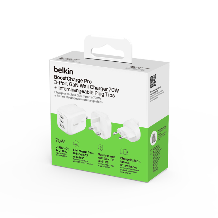 Belkin BoostCharge Pro 3-Port GaN Wall Charger 70W