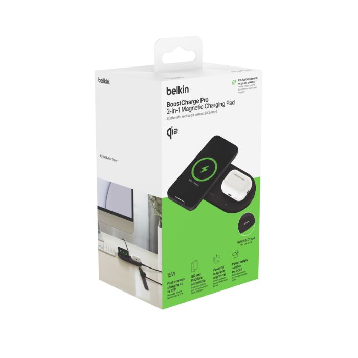Belkin BoostCharge Pro 2-in-1 Wireless Charger - Black