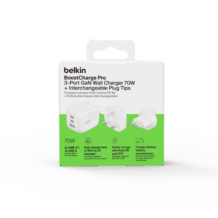 Belkin BoostCharge Pro 3-Port GaN Wall Charger 70W