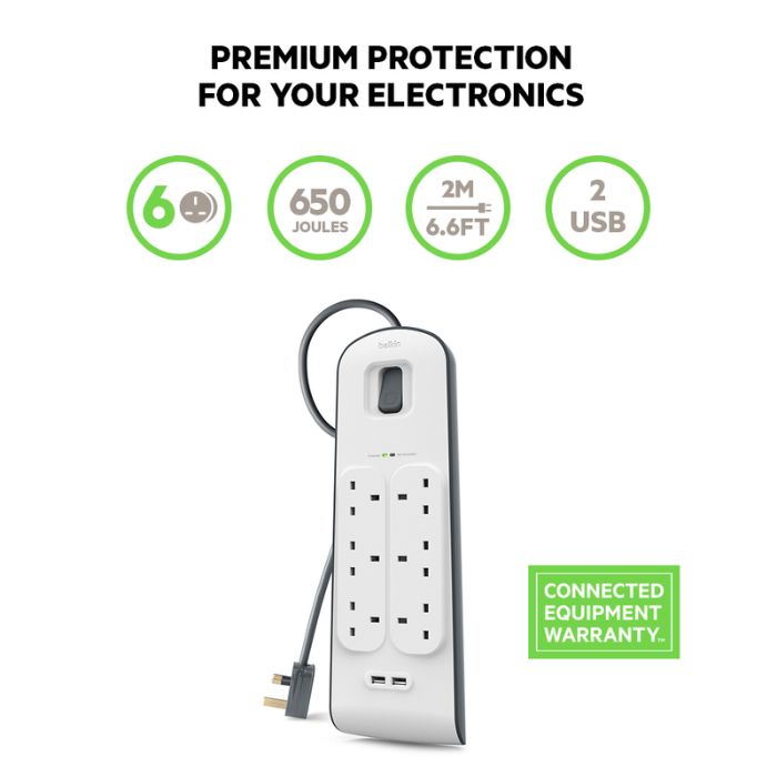 Belkin 2.4 Amp USB Charging 6-outlet Surge Protection Strip