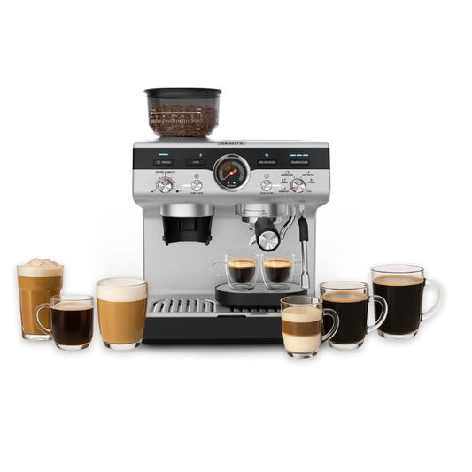 Krups Precision, Manual Espresso Machine with Mill | XP801T10 | 15 Bars