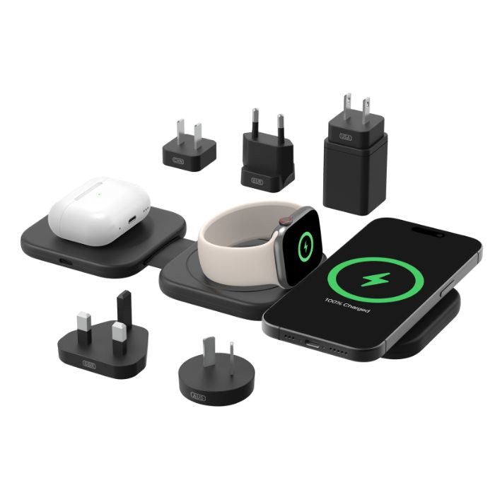 Belkin 3-in-1 Magnetic Wireless Charging Travel Pad with Qi2 15W | Wireless Chargers Belkin 3-in-1 Magnetic Wireless Charging Travel Pad with Qi2 15W | Wireless Chargers
