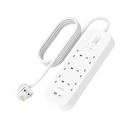Belkin 6-Outlet Surge Protector Power Strip, Wall-Mountable with 6 AC Outlets, 2M
