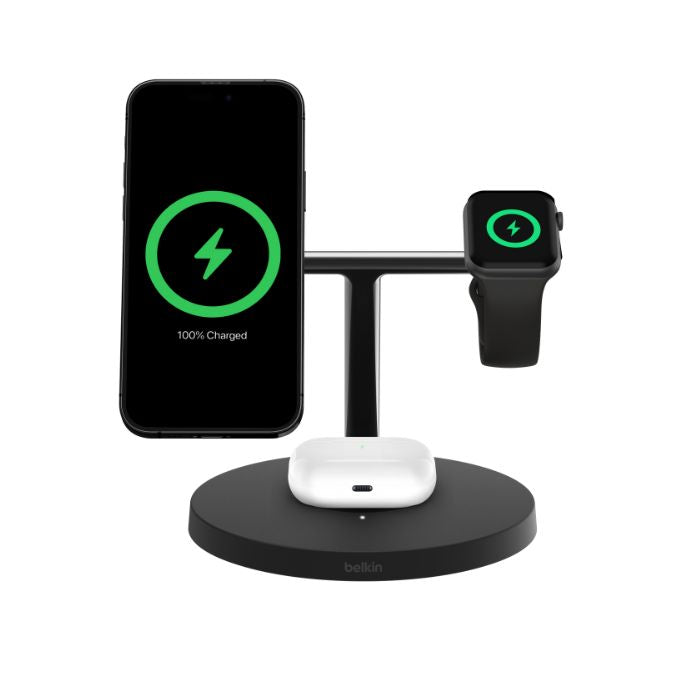 Belkin BoostCharge 3-in-1 Charging Dock with Qi2 MagSafe Charger | Wireless Chargers Belkin BoostCharge 3-in-1 Charging Dock with Qi2 MagSafe Charger | Wireless Chargers