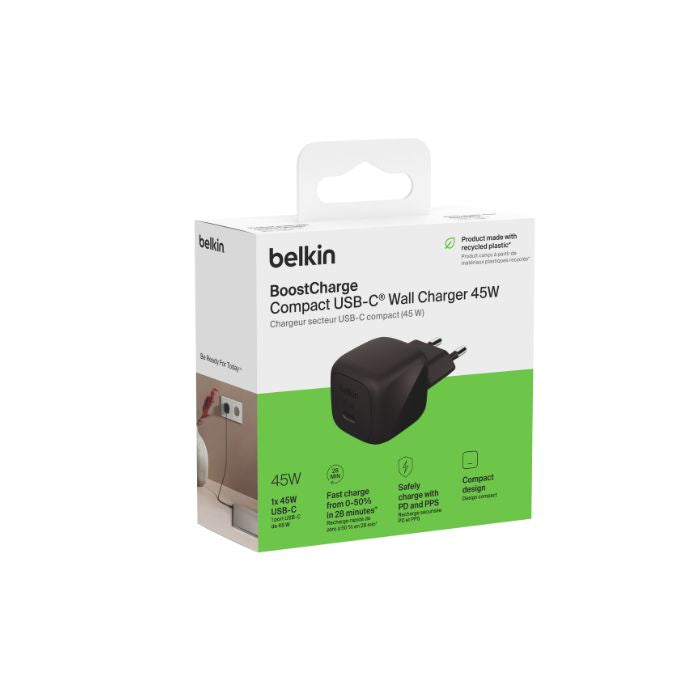 Belkin BoostCharge USB-C Mains Charger 45W | Chargers Belkin BoostCharge USB-C Mains Charger 45W | Chargers