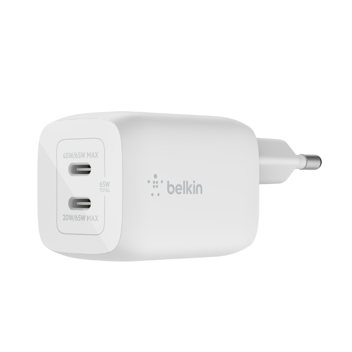 Belkin 65W USB C Charger with 2 Ports, Fast Charging with Power Delivery 3.0 | Chargers Belkin 65W USB C Charger with 2 Ports, Fast Charging with Power Delivery 3.0 | Chargers