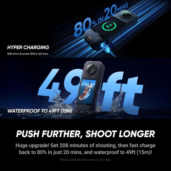 Insta360 X5 Essentials Bundle|X5 Camera + Extra Battery + 114cm Invisible Sefie Stick