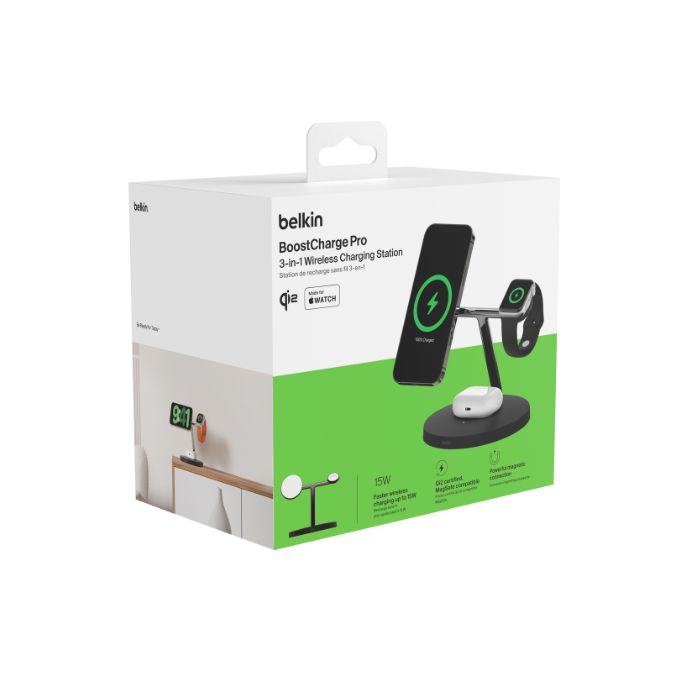 Belkin BoostCharge 3-in-1 Charging Dock with Qi2 MagSafe Charger | Wireless Chargers Belkin BoostCharge 3-in-1 Charging Dock with Qi2 MagSafe Charger | Wireless Chargers