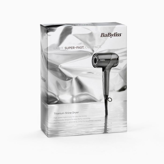 BaByliss Titanium Powerful Compact Ionic Hair Dryer for Fast Drying, 1600W Digital Motor | D6200DSDE