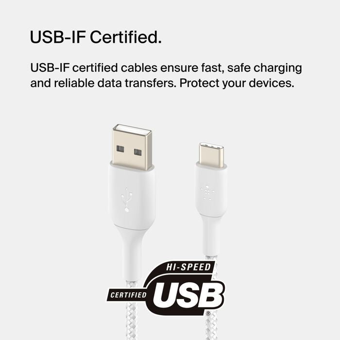 Belkin Braided USB-C to USB-A Cable 2M CAB002bt2MBK | USB Cable Belkin Braided USB-C to USB-A Cable 2M CAB002bt2MBK | USB Cable
